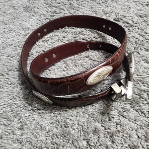 Roundtree & Yorke brown leather silver embellished vintage western Size 38